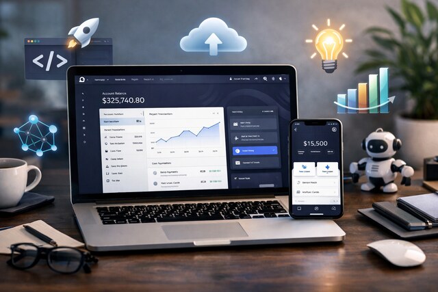 Mercury banking interface with startup-related tech icons