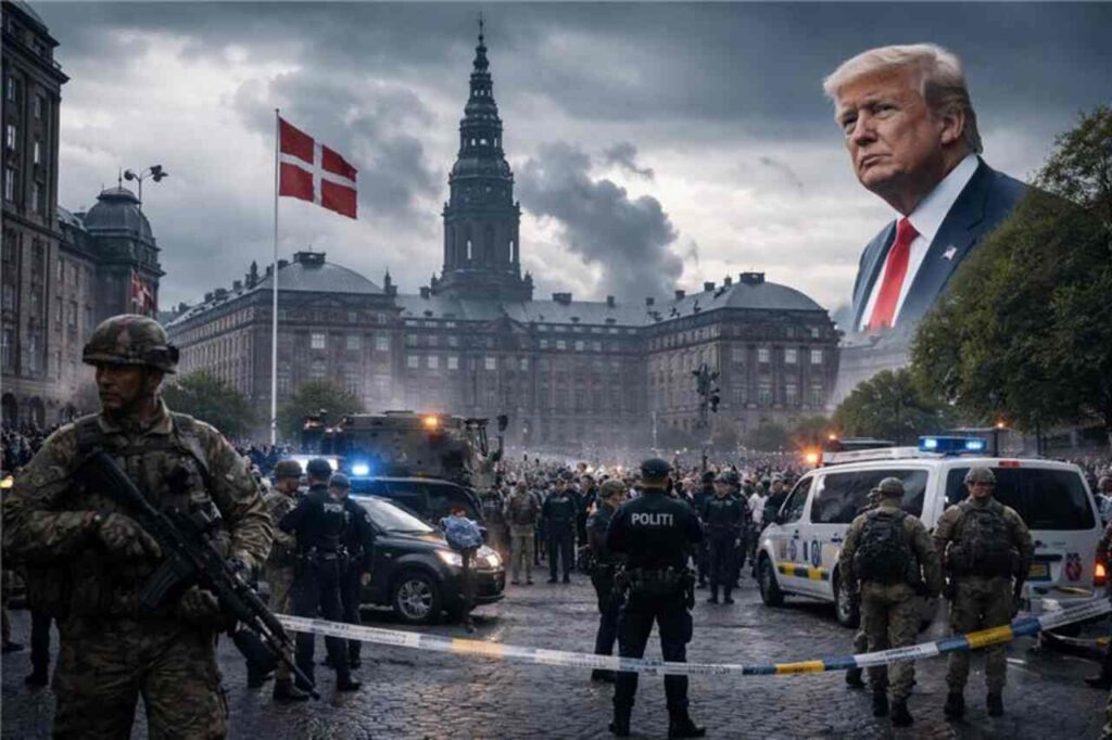 Denmark Enters Crisis Mode as Trump Turns Focus to Greenland Following Venezuela Attack Danish crisis response with military and police in Copenhagen amid Trump-Greenland tension.